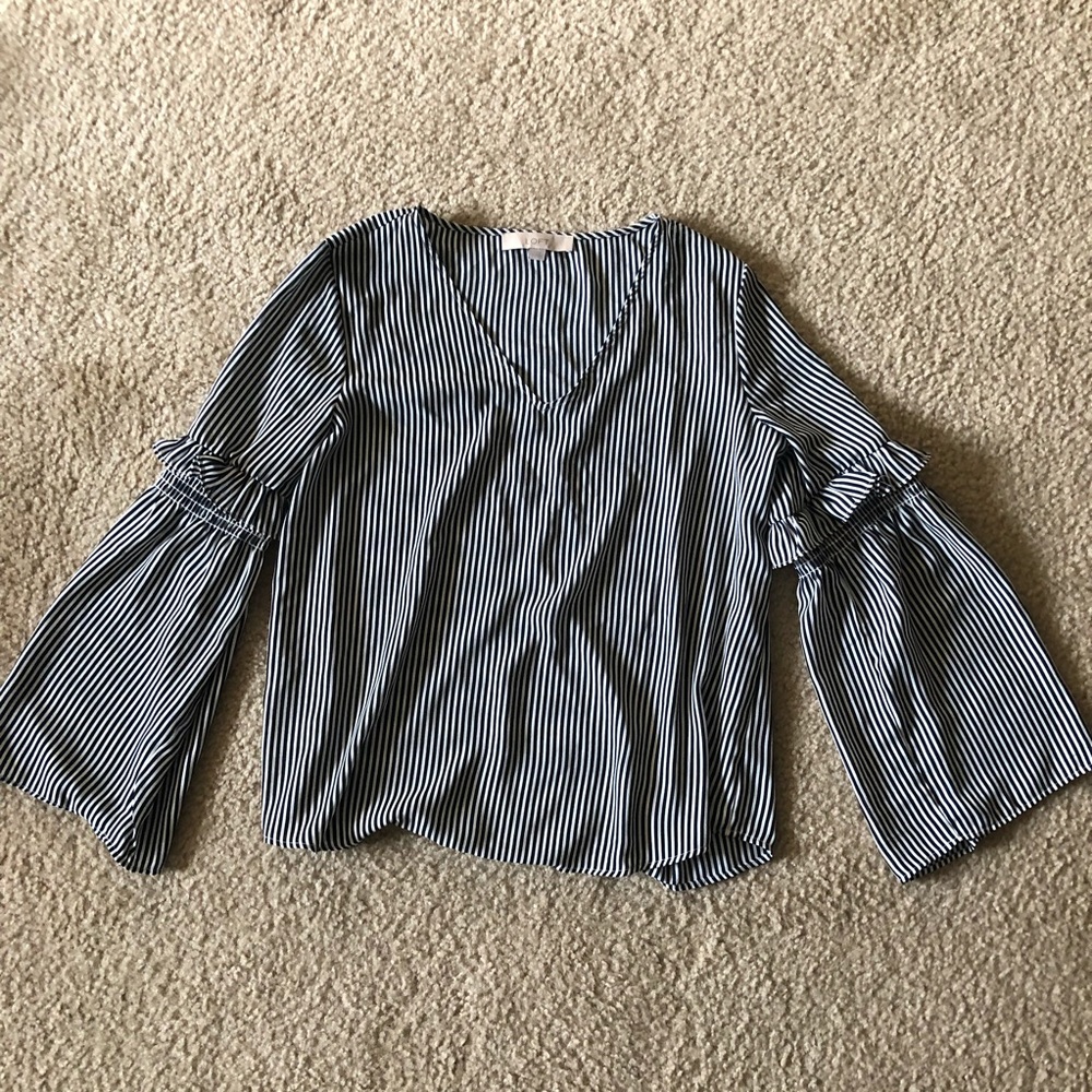 LOFT striped bell sleeve top